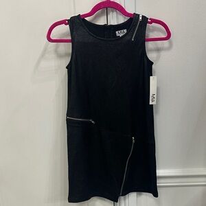 NWT! MIA New York Sparkly Sueded Black Kids Dress with Zipper Accents